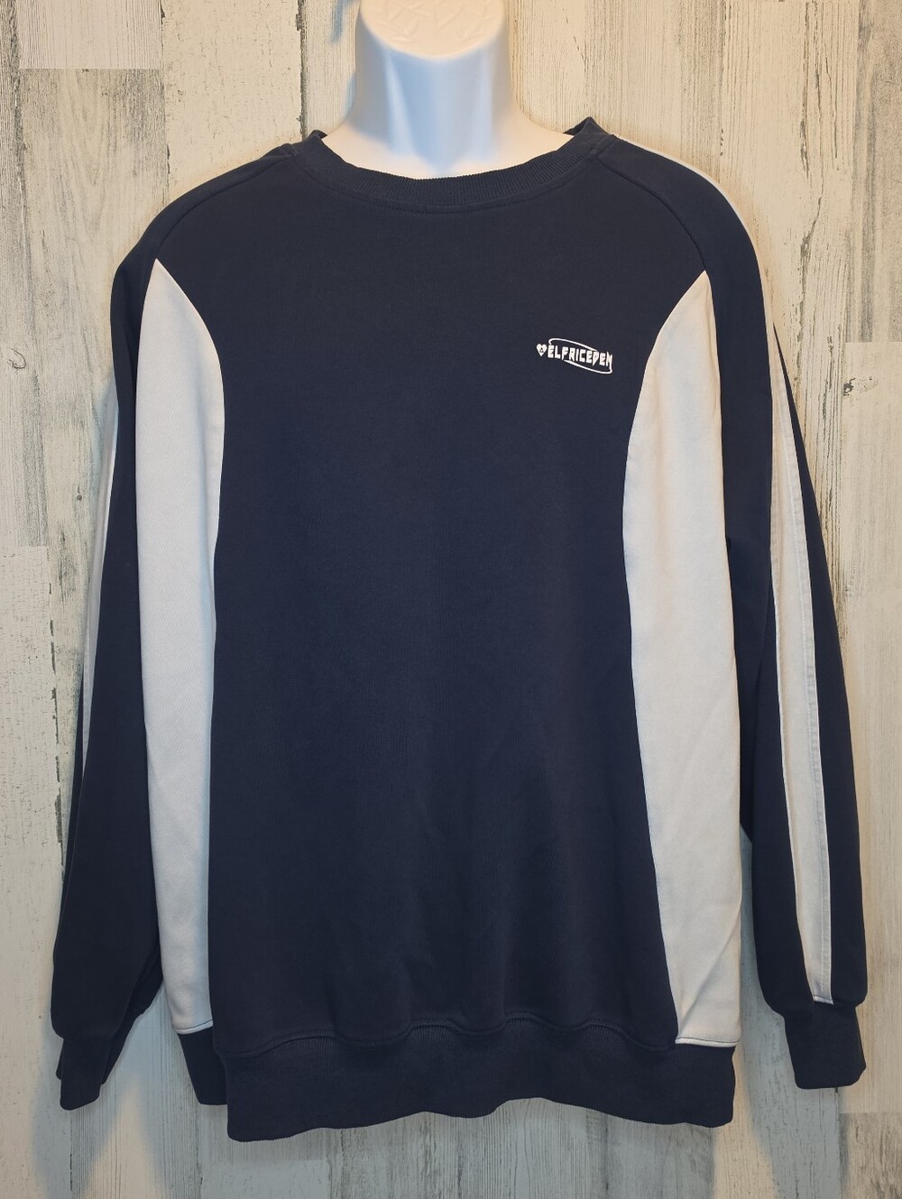 Aelfric Eden Sweatshirt Mens M Navy White Colorblock Crewneck Streetwear